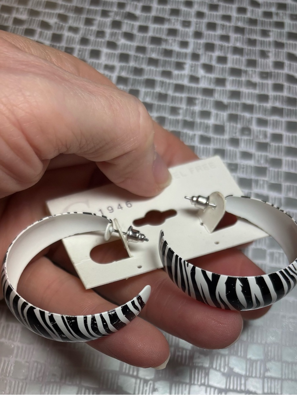 Black and White Zebra Resin Statement earrings - never worn
